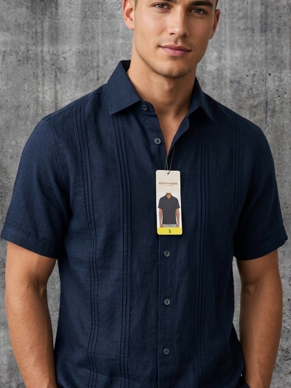 Scotch & Soda Navy Short-Sleeve Button-Up Shirt